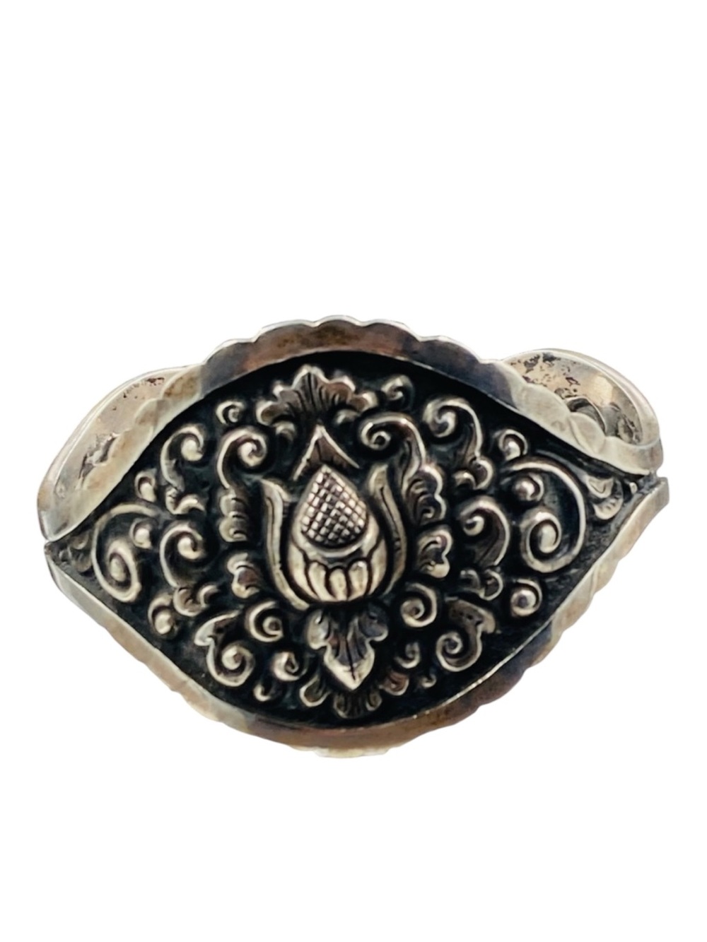 Rare Vintage 1930's Indonesian Yogya 800 Silver Lotus Flower Bracelet